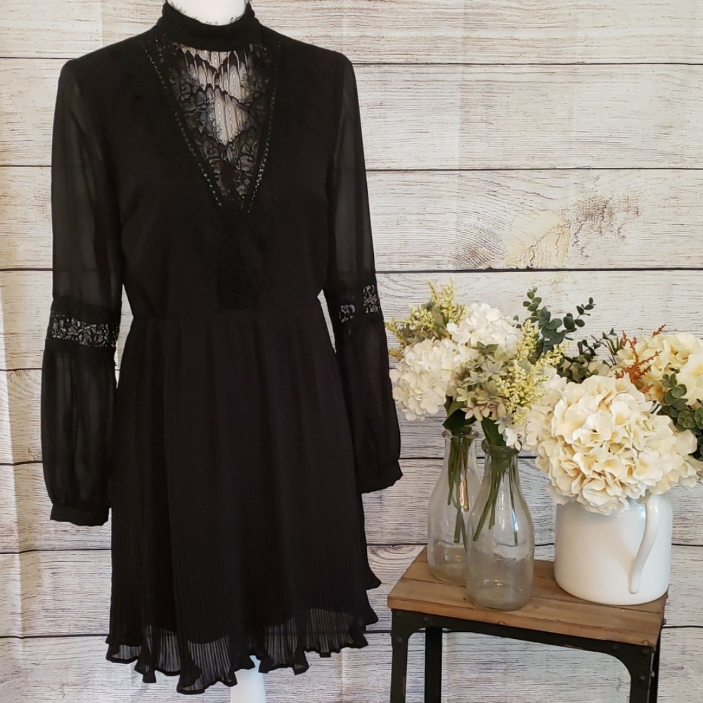 Black Lace Accented Dress, Size Small